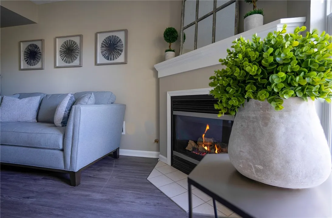 Closer-up view of fireplace