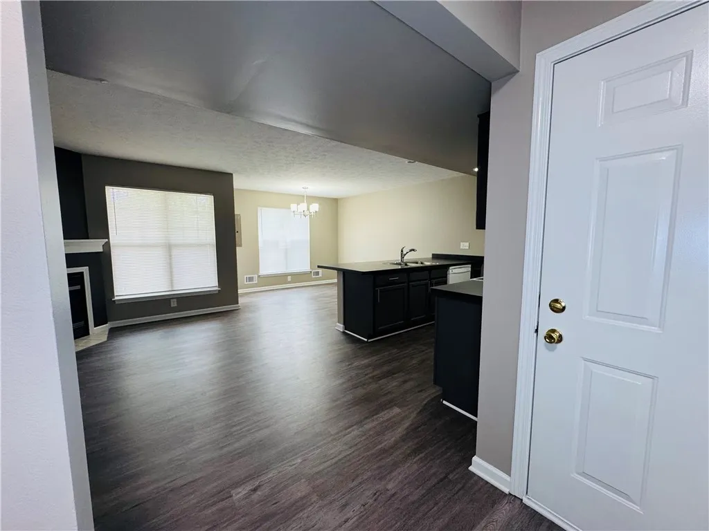 Typical great room of a 3-bedroom, 2.5-bathroom townhome