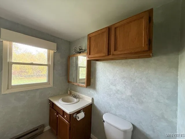 Additional cabinets in upper bathroom.