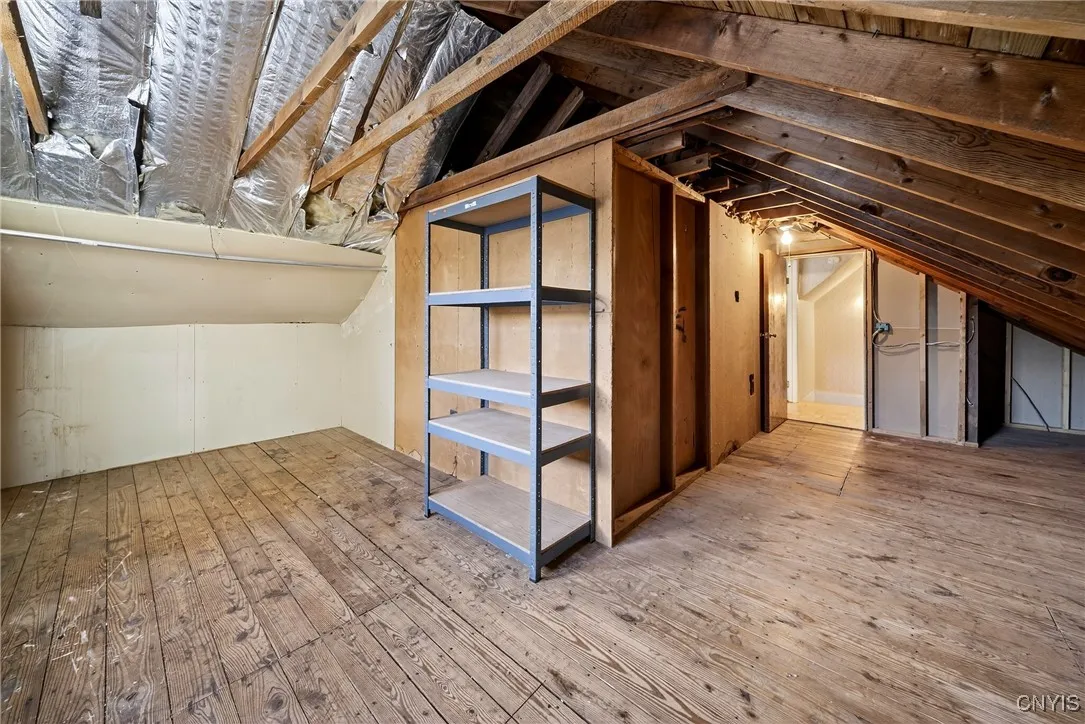 Upstairs, walk-in attic access.