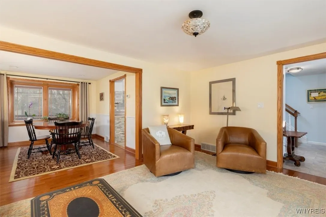 Living room leads to dining room - great for entertaining