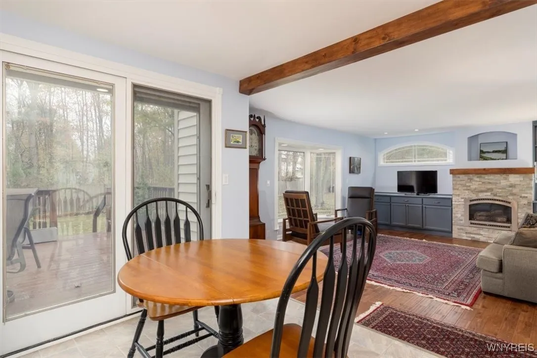 Kitchen has sliding doors leading to extra-large deck. Overlooks family room - great space for entertaining!
