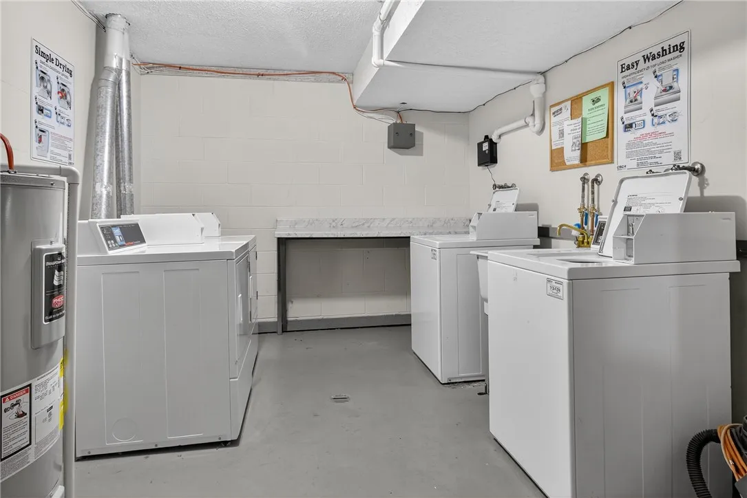 CONVENIENTLY CLEAN LAUNDRY ROOM IN THE BASEMENT, RUN BY AN EASY-TO-USE APP ON YOUR SMART PHONE