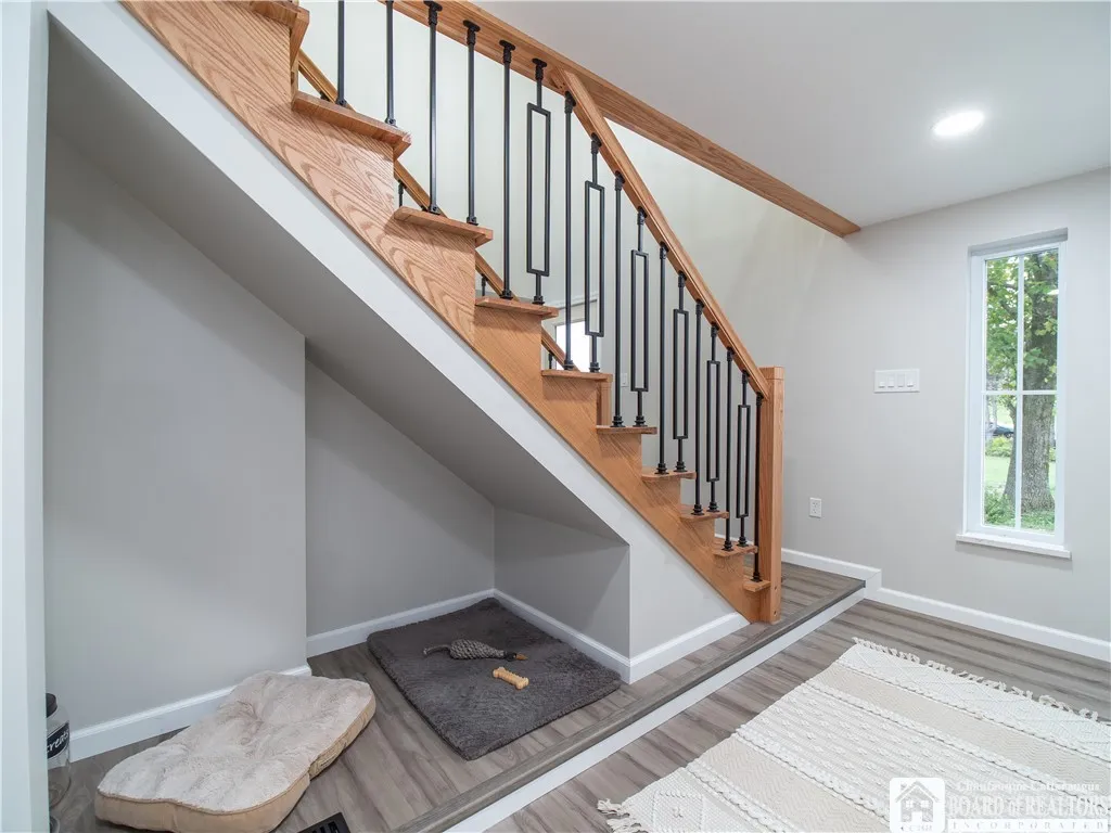 A clever use of space, this little nook under the stairs is perfect for your pets, kids or as a storage area!