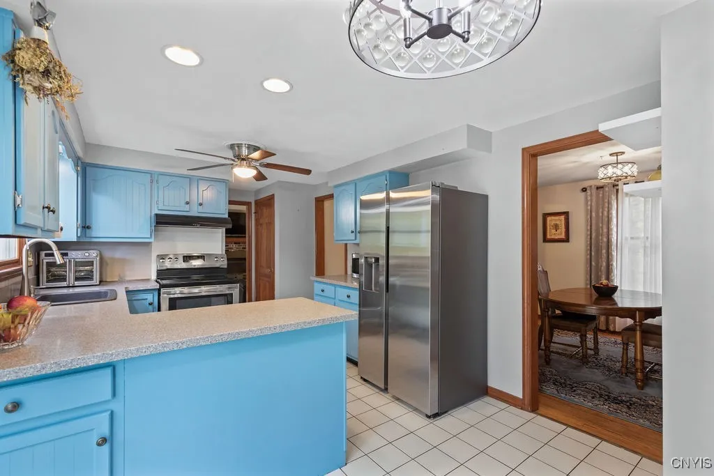 another kitchen view!Great stainless refrigerator!!