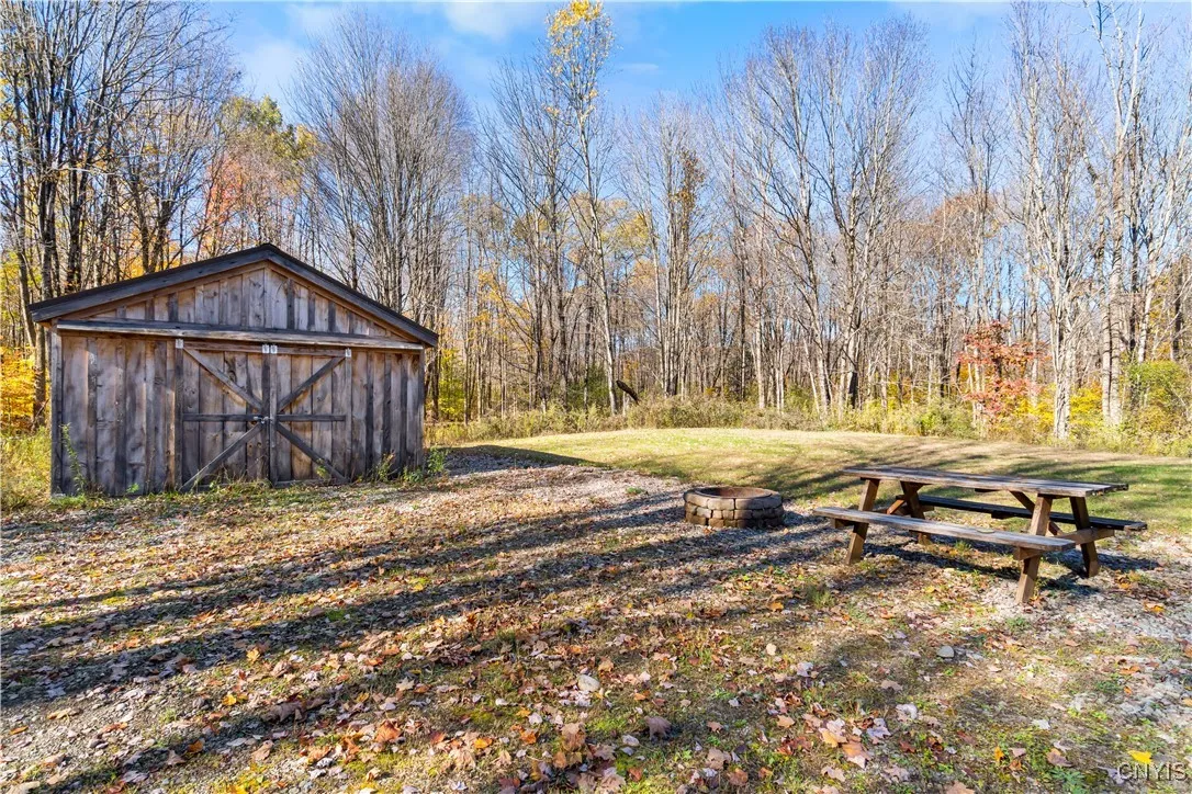 There is extra storage in the shed