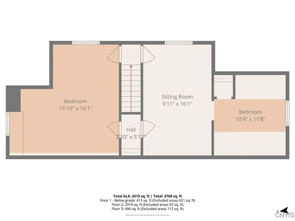 Second floor with dimensions