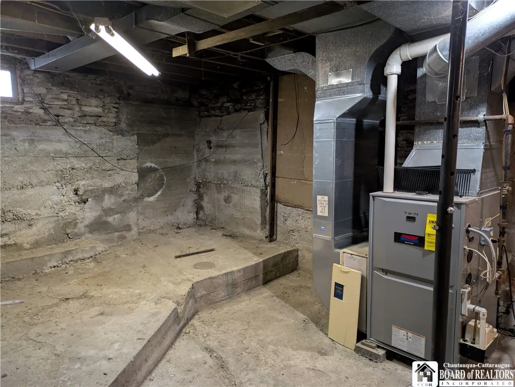 One of three basement storage spaces