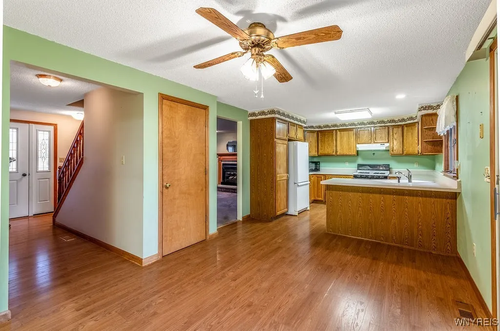 View from dining room into kitchen