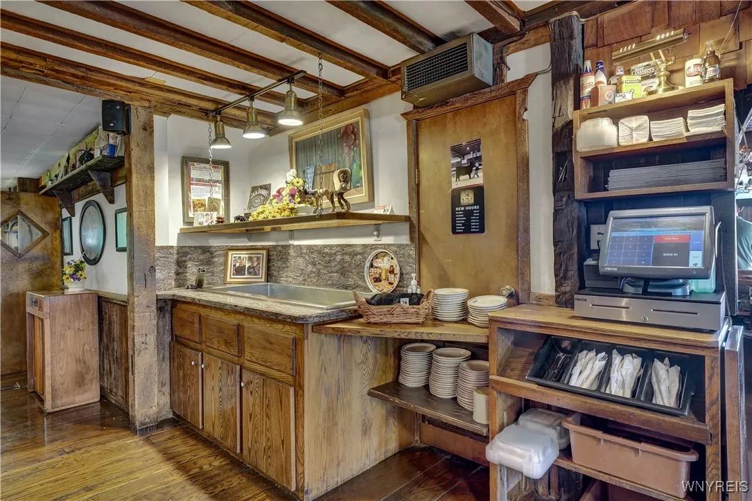 Salad bar with additional area for steam table to left