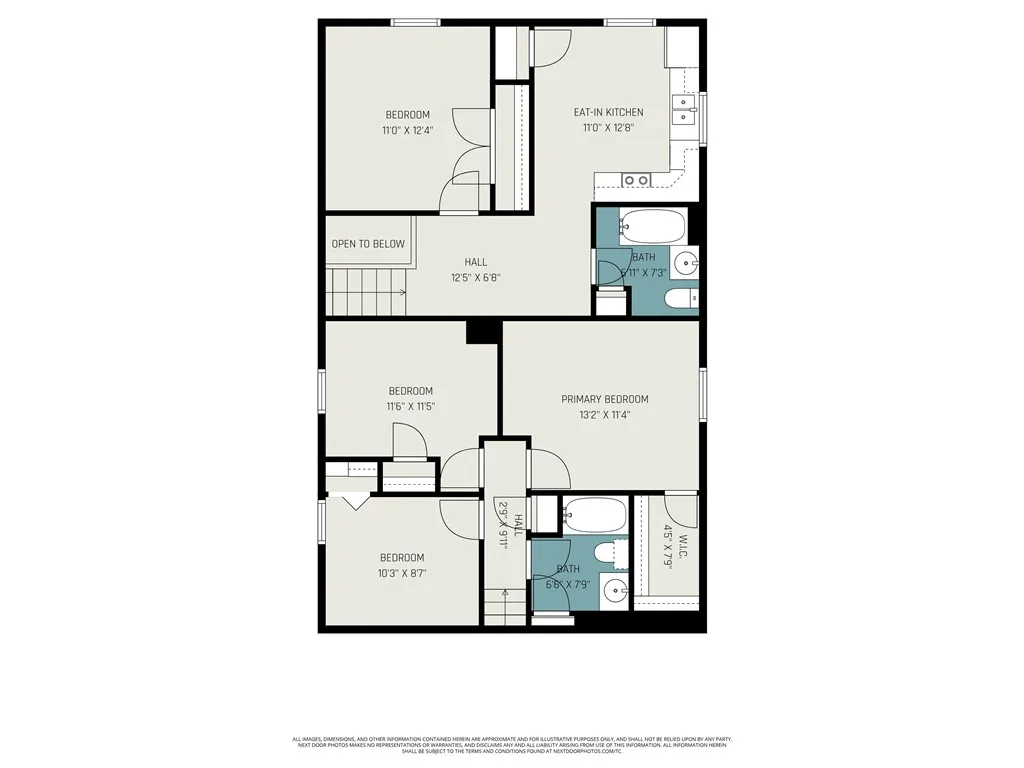 This shows the upstairs of front part of Home shown bottom half of pic and upstairs of in-law from top half of picture.