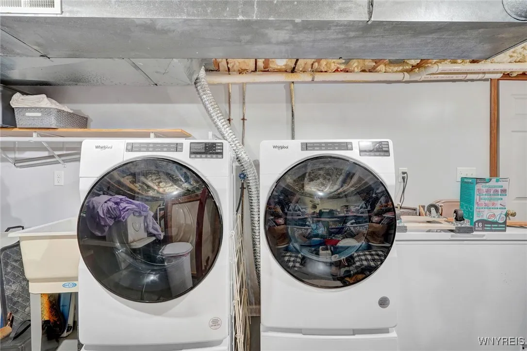 Newer washer and gas dryer in basement