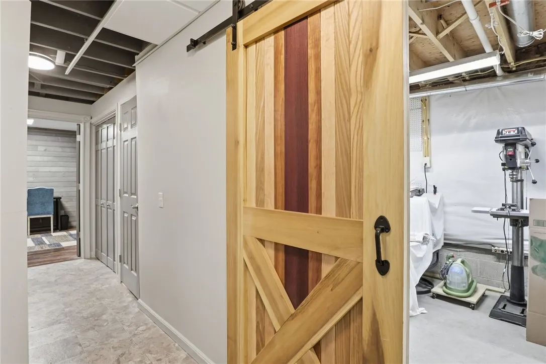 Unfinished area/custom made barn slider door