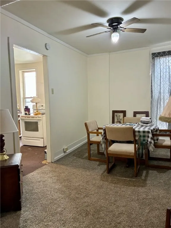 The dining room is conveniently next to the kitchen