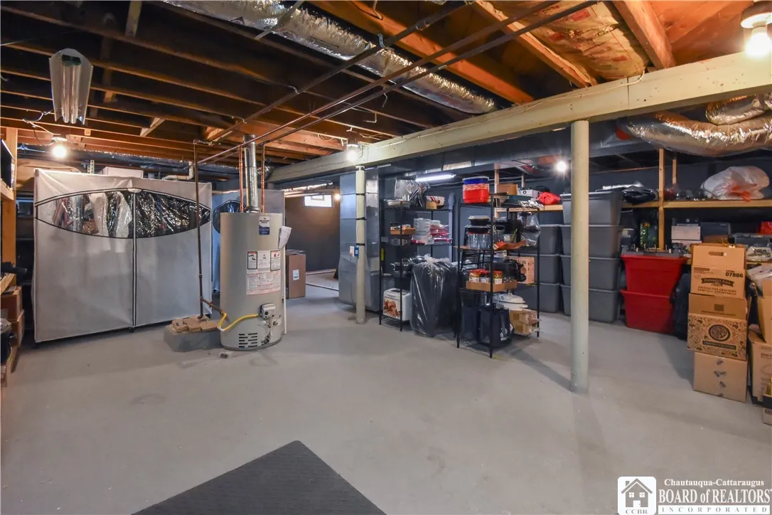 Full basement with plenty of storage space