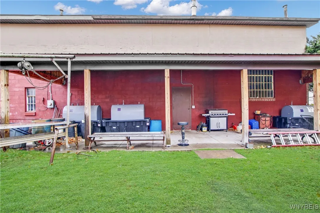 rear of building..covered cement Patio