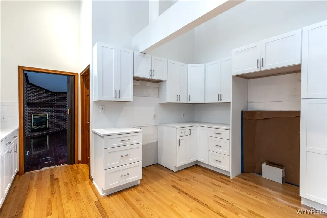 Kitchen with new cabinets and quartz counters