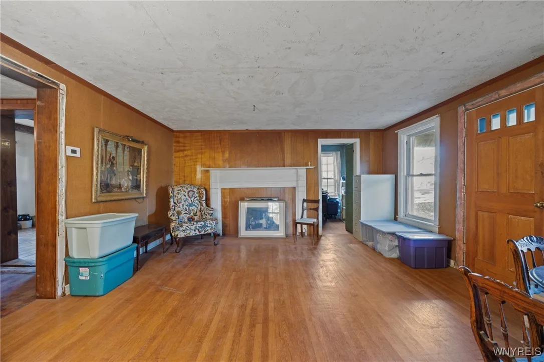 family room opens to front covered porch