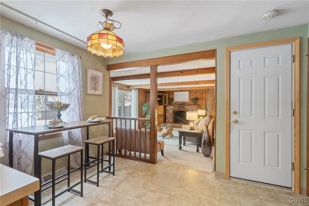 Door to garage and entrance to family room