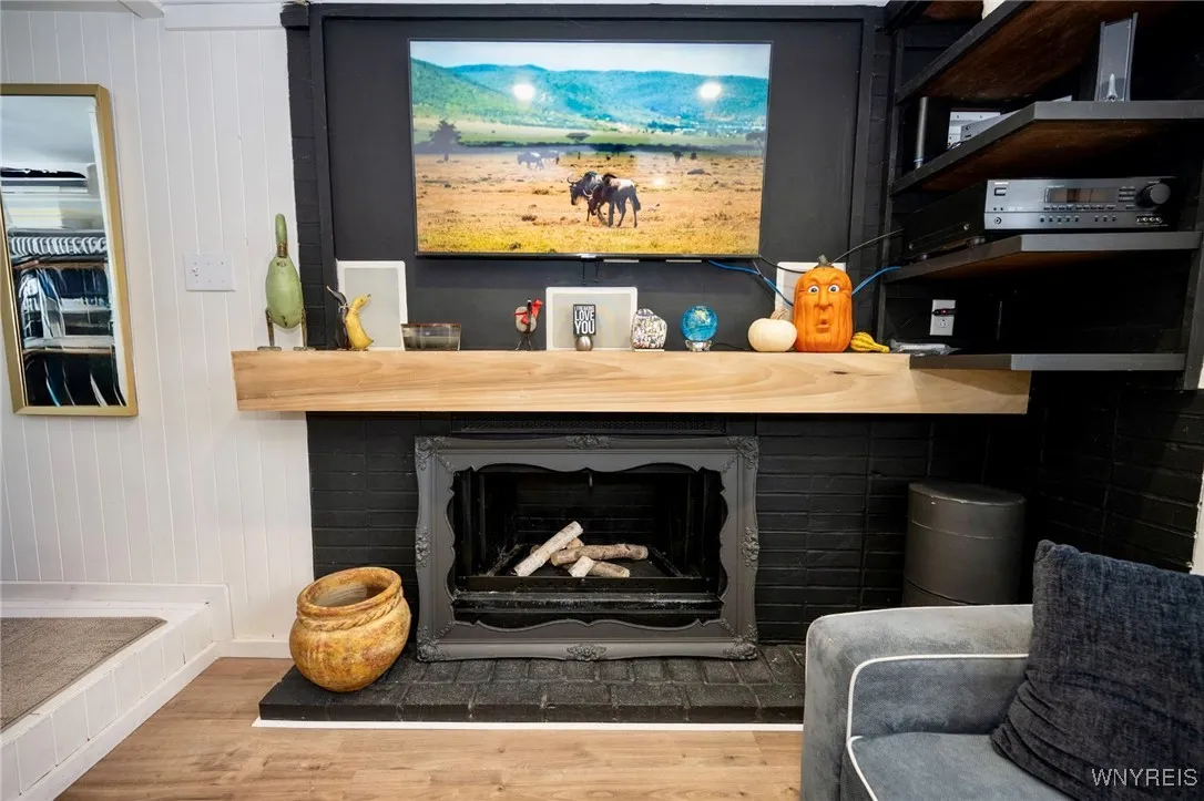 wood burning fireplace