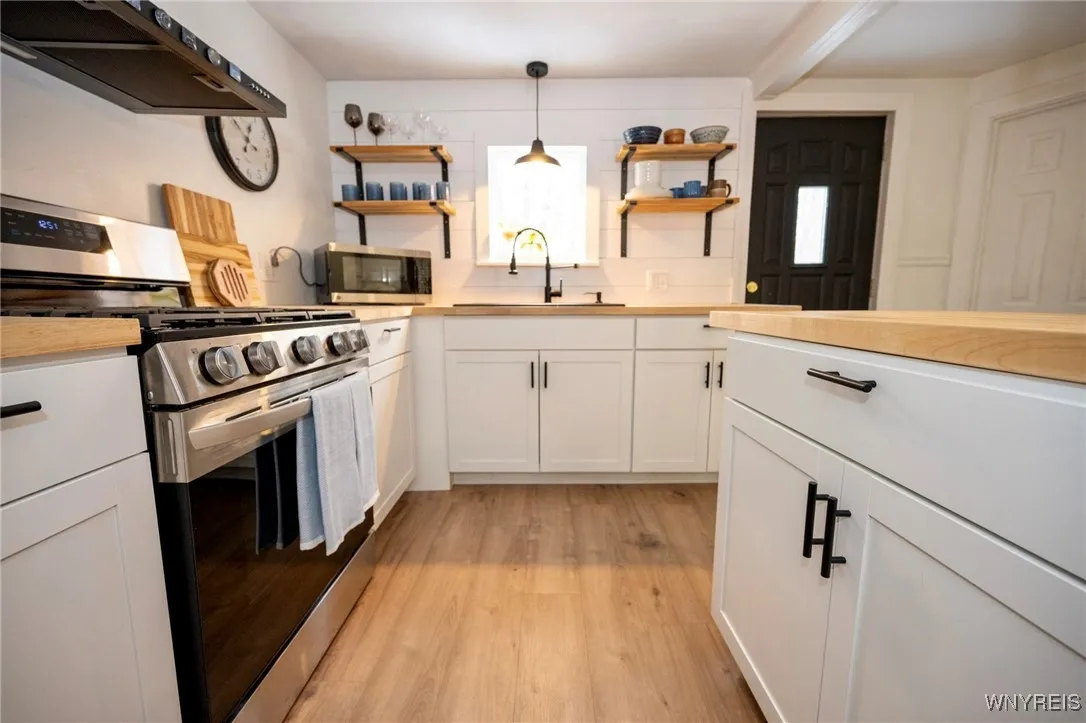 range and hood and  island