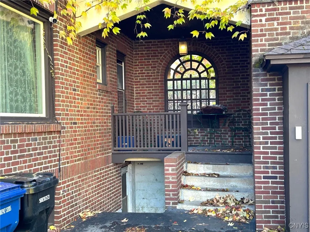 Close up private Back porch and outside entrance  Note also the  convenient outside  basement Entrance