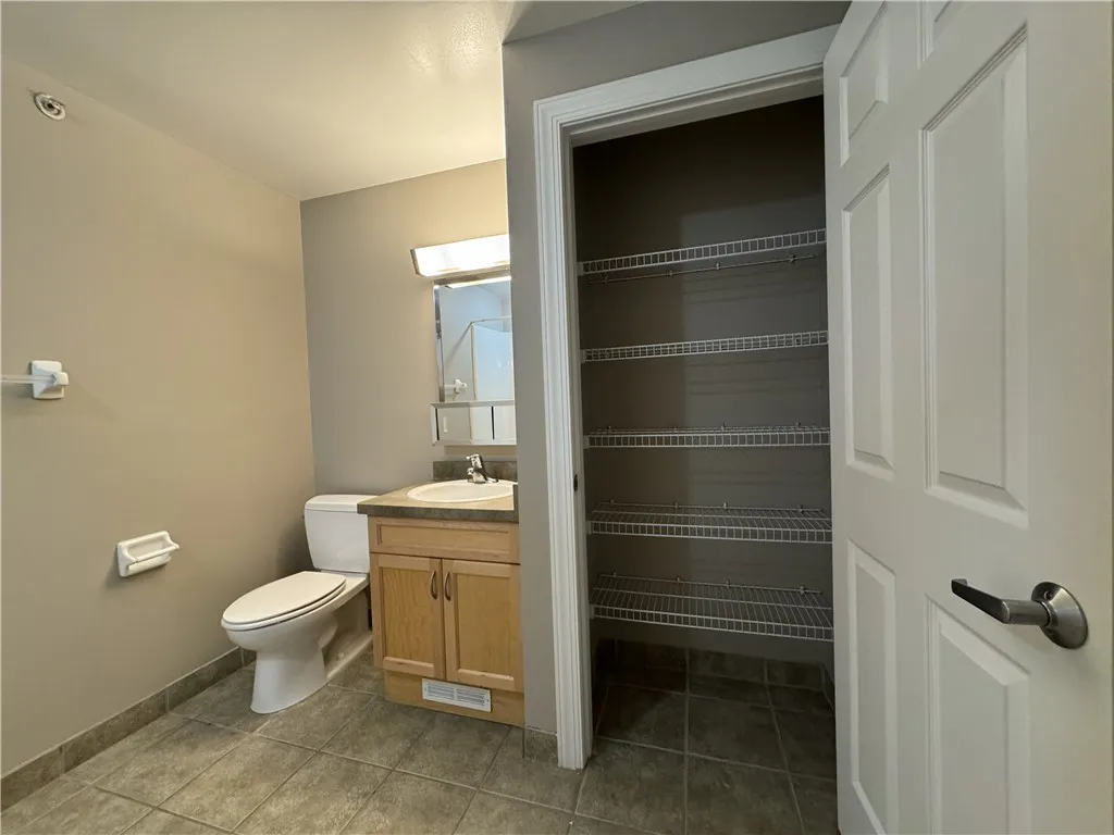 View of typical full bathroom with linen closet