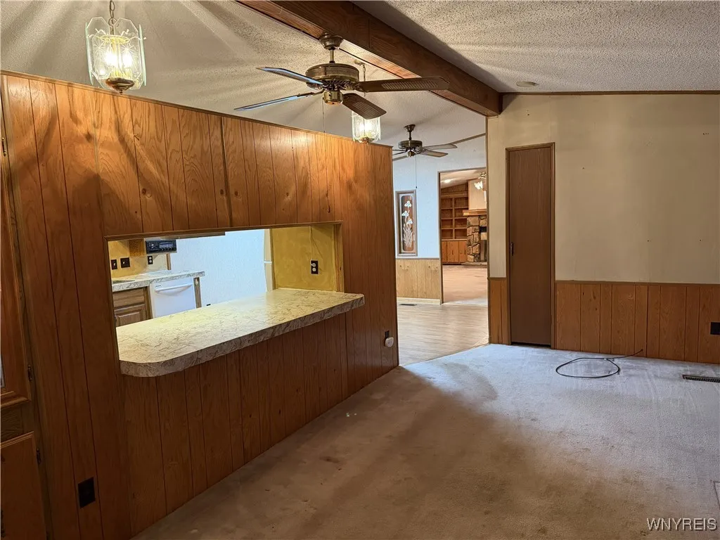 Living room with pass through to kitchen