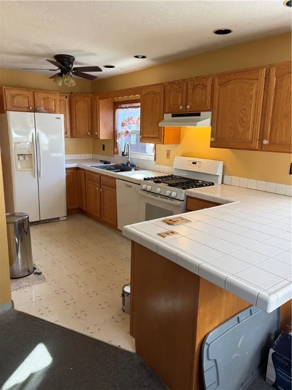 Kitchen- gas stove, disposal & refrigerator.