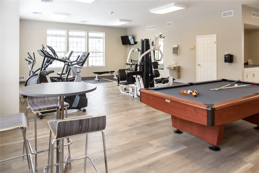 View of pool table in fitness center