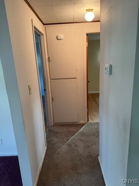 HALLWAY TO BEDROOMS. HARDWOODS UNDER CARPET
