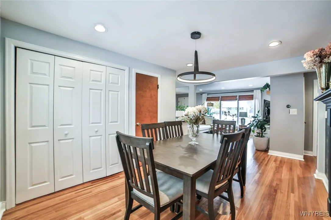 This home was built to be adaptable as a 2 or 3 bedroom ranch. There is a removable bookcase wall on the property than can be reinstalled at the dining room entrance w/ little modification. The large closet is still here.