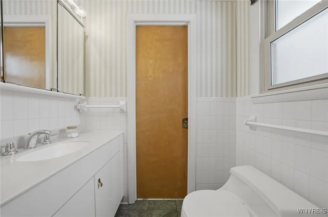 Half bath has double entry access