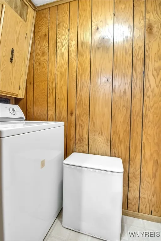 Laundry room with washer + built-in cabinet