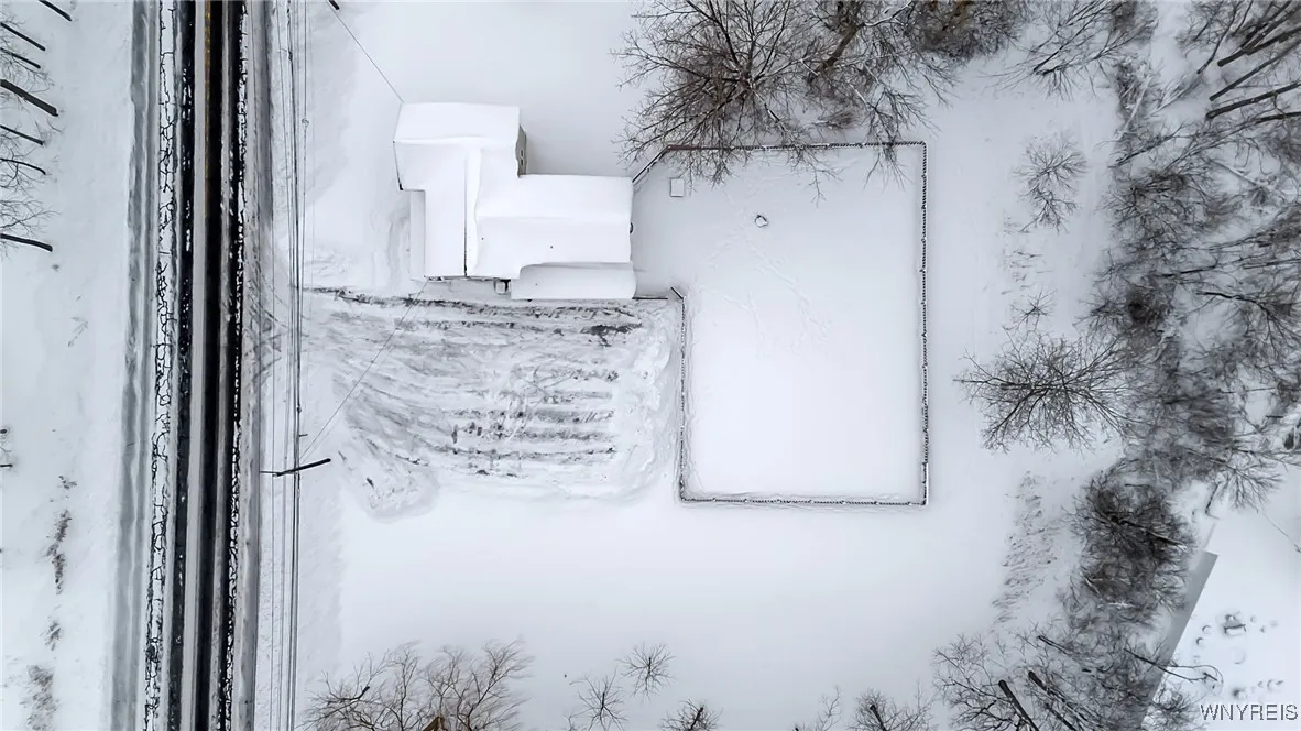 Aerial View of fully fenced yard.