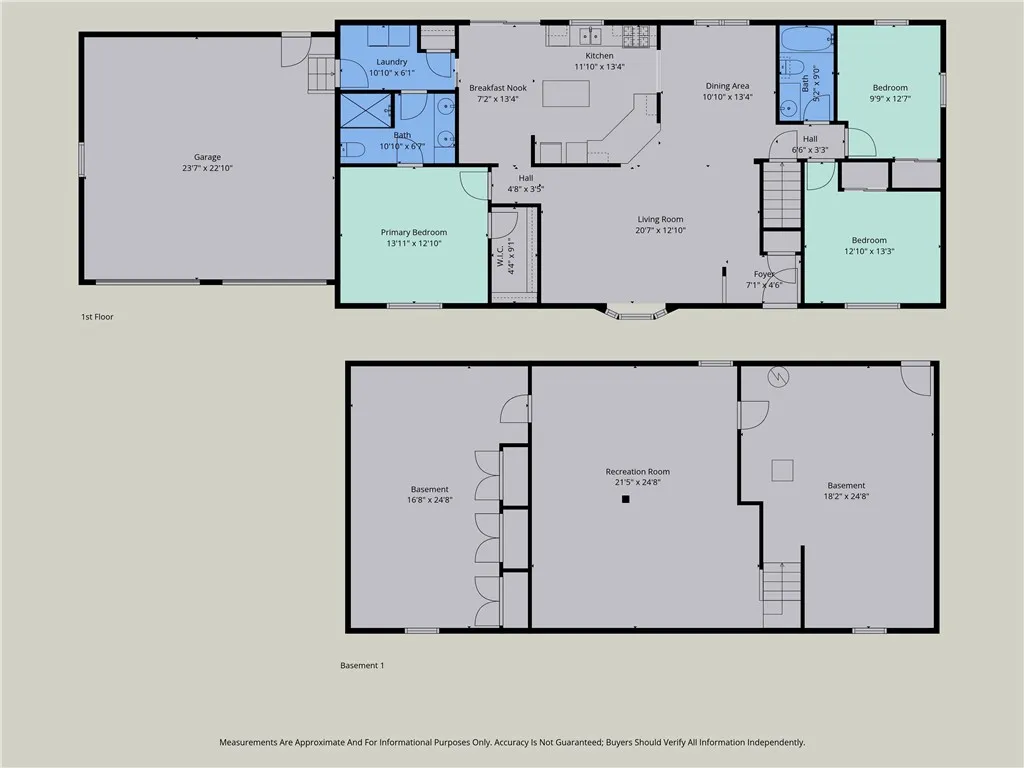 Floor plan for main floor and basement - view link on site to see pictures as they relate to the floor plan