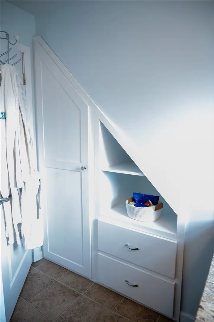 Nice built ins, in the upstairs bathroom