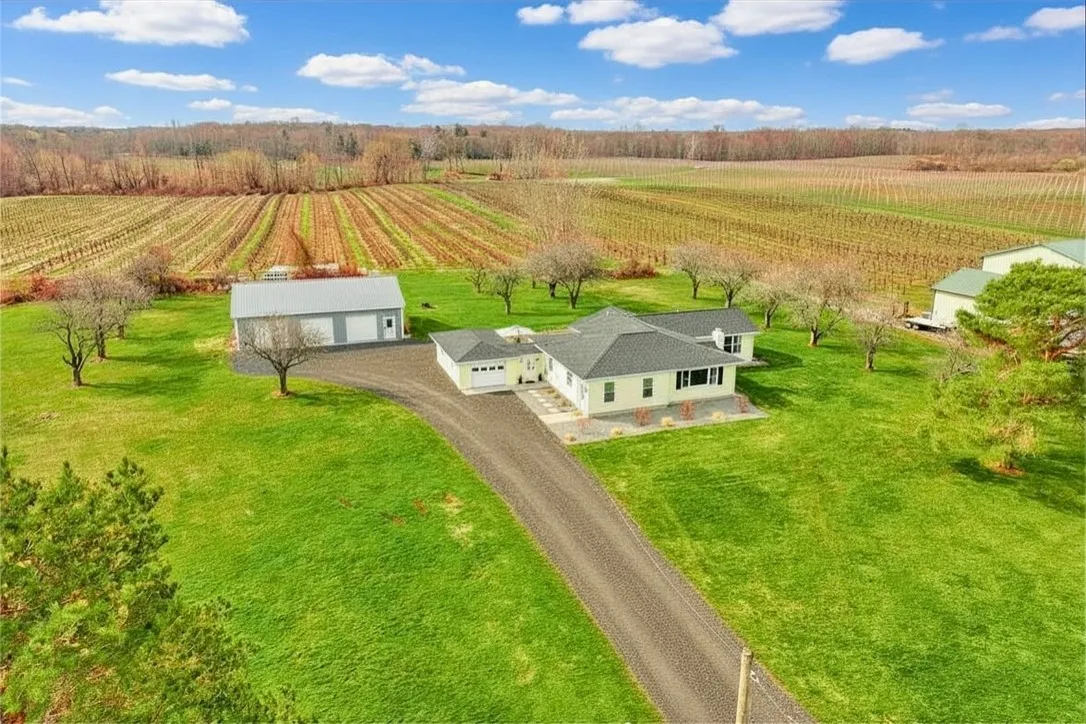 2+ ACRES! ORCHARD VIEWS! UPDATED RANCH! POLE BARN/SHOP! — NEARBY ACCESS TO LAKE ONTARIO!!