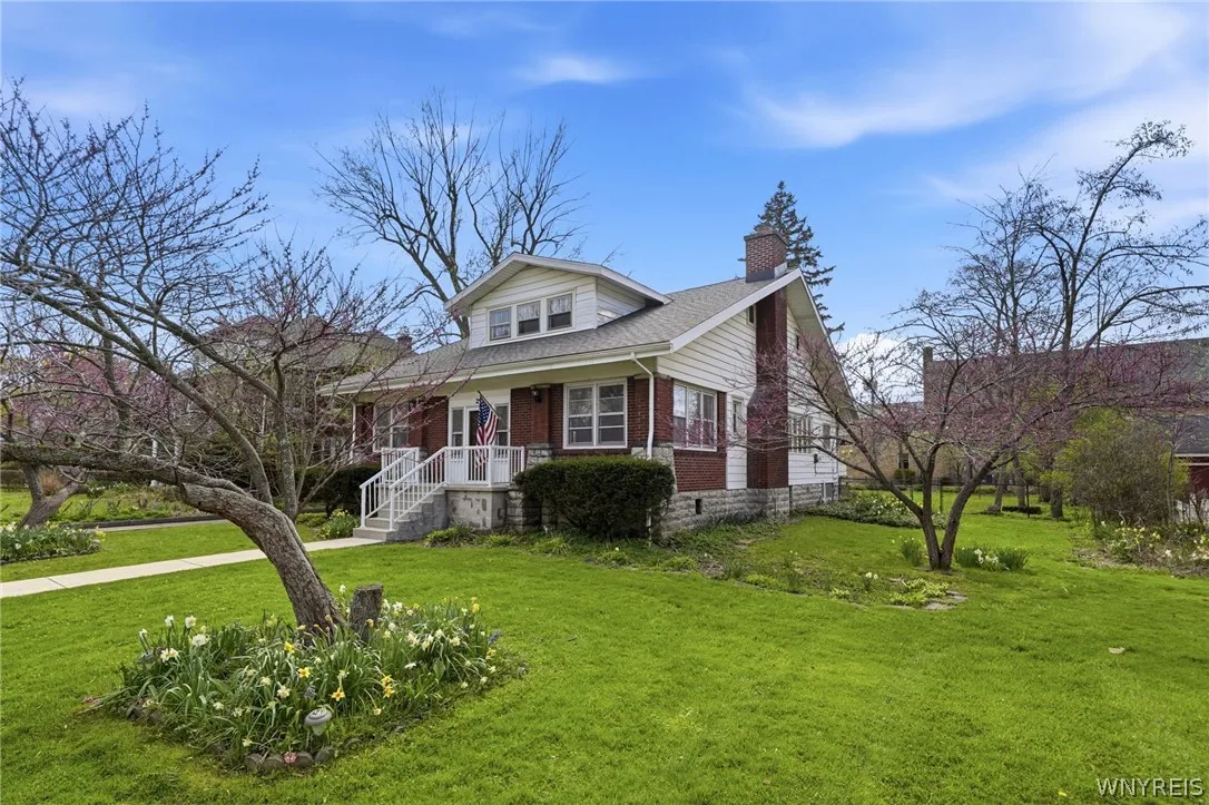 The side lot offers both curb appeal and outdoor space