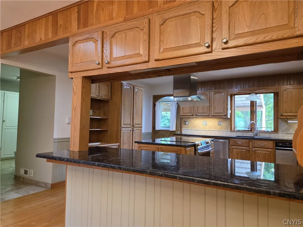 and custom oak cabinets!