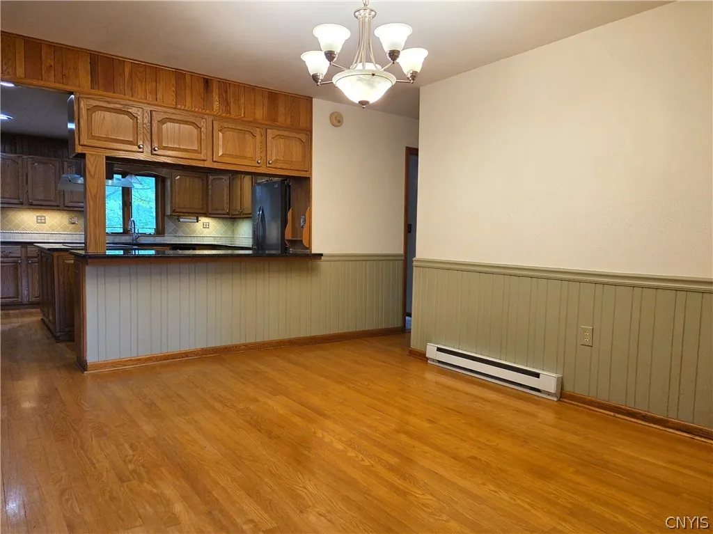 There is an over sized dining room