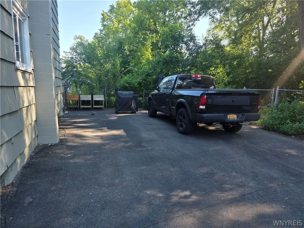 Parking area and 2 car garage