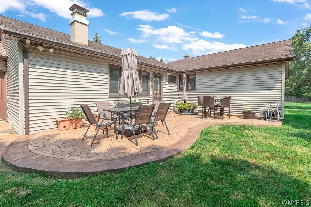 Private stamped concrete patio