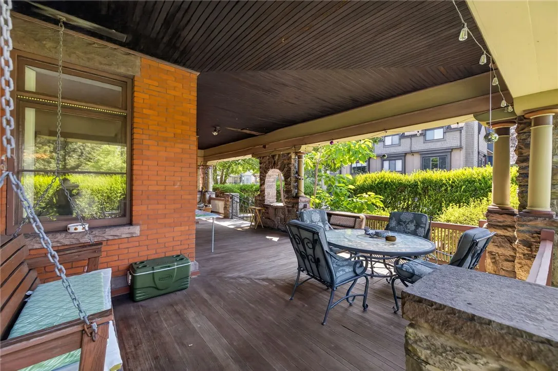 Huge covered porch that is shared