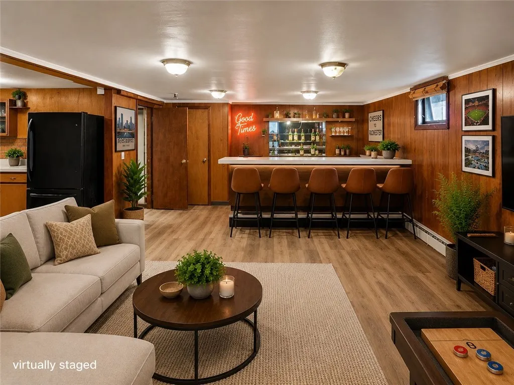virtually staged finished basement