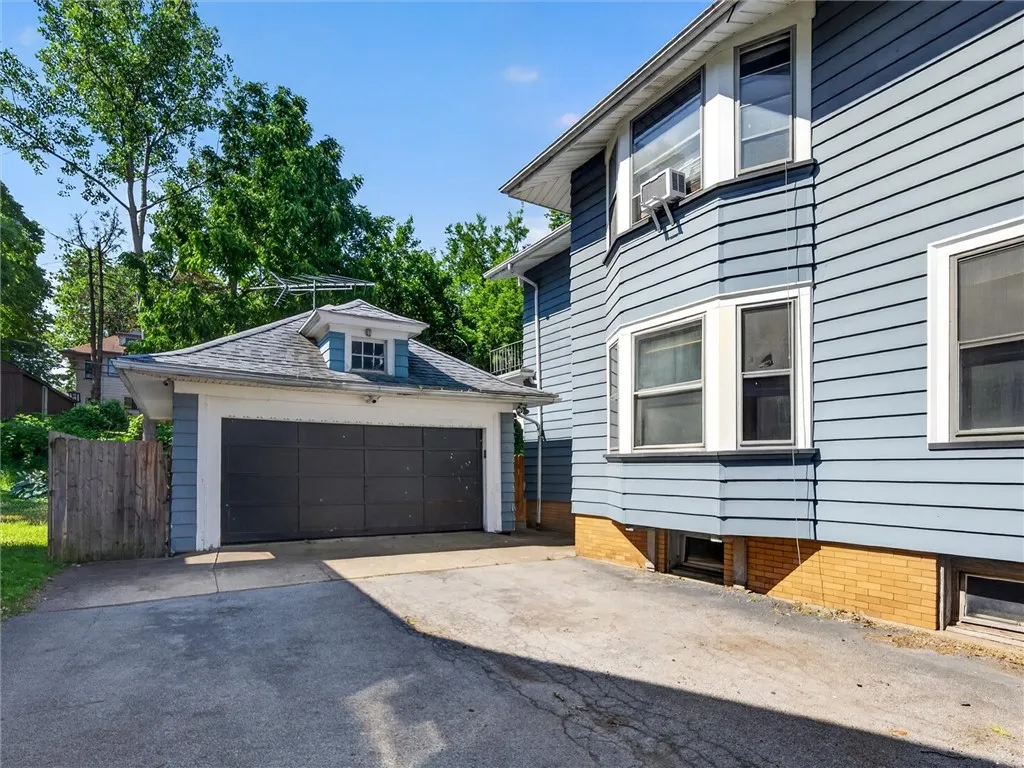 rear garage was moved forward closer to home