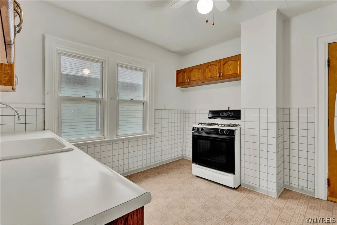 Kitchen looking from dining room entrance