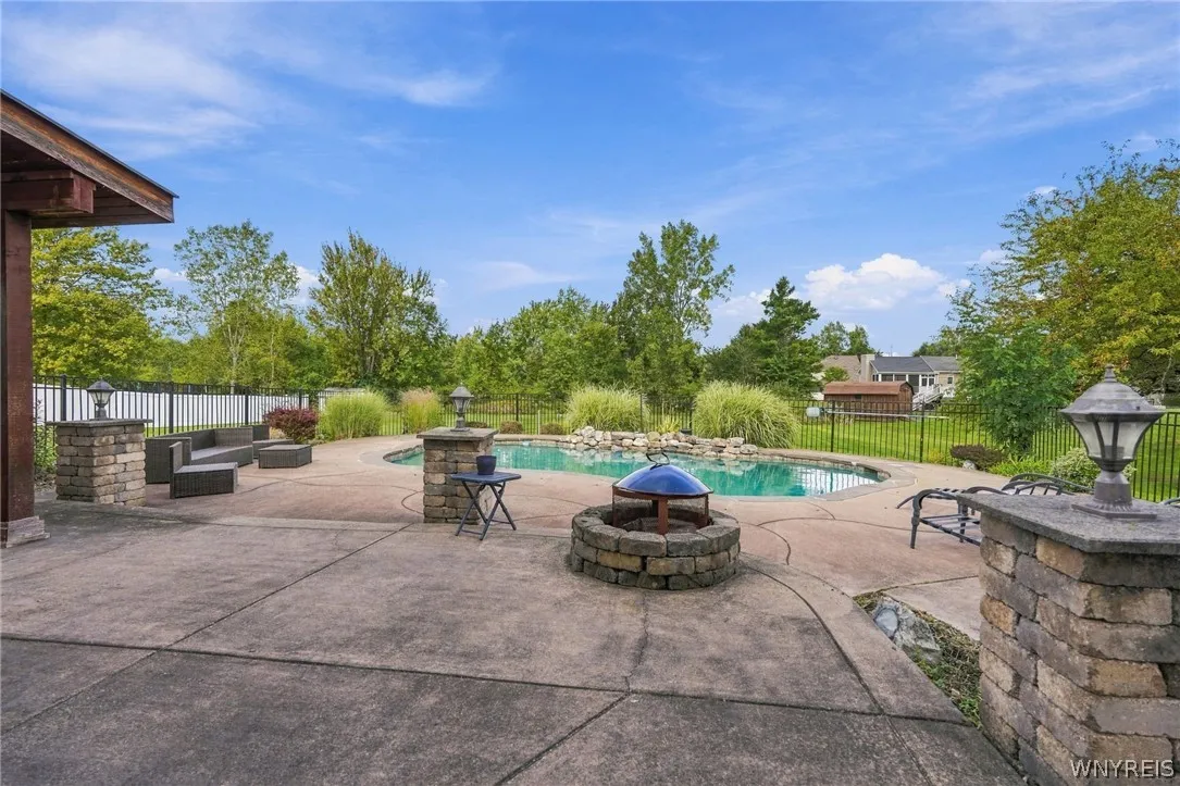 Huge patio with firepit