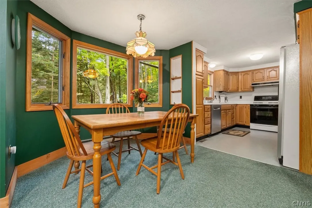 Kitchen flows nicely into the dining area.