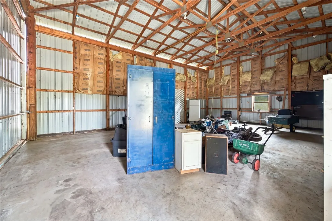 Inside barn, 20ft (approx) high door to park boat or camper